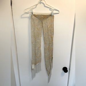 RARE NWT Chan Luu Pearl Blue Paisley Fringe Skinny Scarf